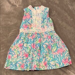 Floral Sleeveless Kids Dress - Blue and Pink